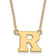 14k Yellow Gold Rutgers Small Initial R Pendant Necklace For Cheap