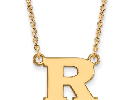 14k Yellow Gold Rutgers Small Initial R Pendant Necklace For Cheap