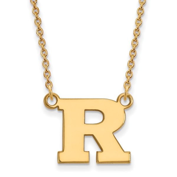 14k Yellow Gold Rutgers Small Initial R Pendant Necklace For Cheap