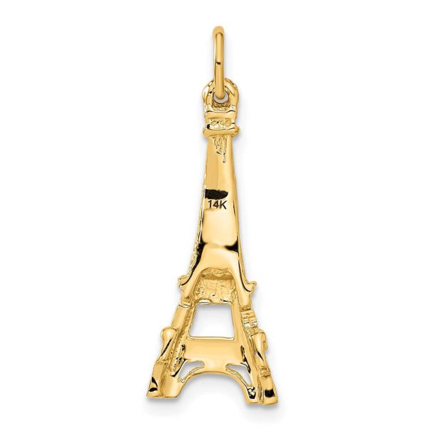 14k Yellow Gold Eiffel Tower Charm Pendant For Sale