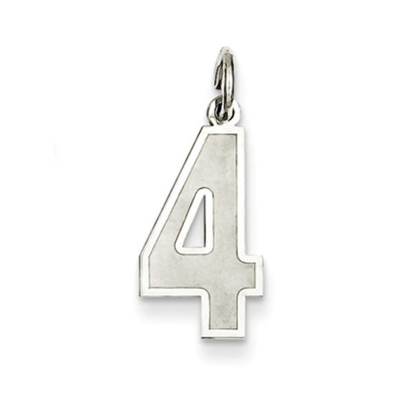 Sterling Silver, Jersey Collection, Medium Number 4 Pendant For Cheap