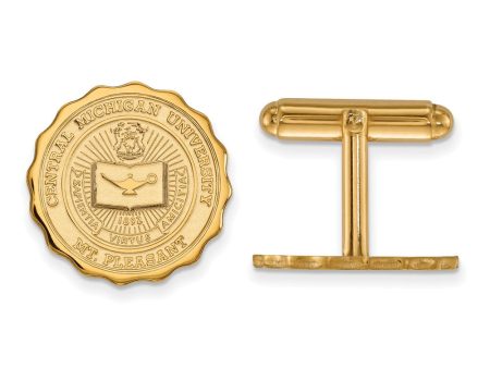 14k Gold Plated Silver Central Michigan Univ. Crest Cuff Links Online now