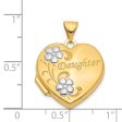 14k Yellow Gold & White Rhodium 18mm Daughter Heart Locket Pendant Online Hot Sale