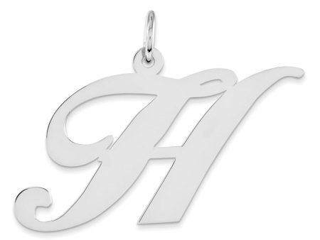 Sterling Silver, Ella Collection, LG Fancy Script Initial H Pendant Online Sale