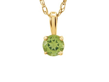 Youth 3mm Round Peridot Necklace in 14k Yellow Gold, 14 Inch For Sale