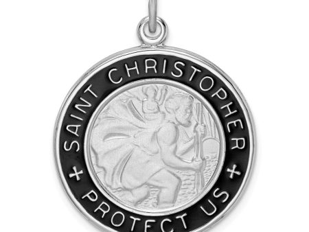 Sterling Silver Rhodium-Plated Enamel St. Christopher Pendant, 24mm For Cheap