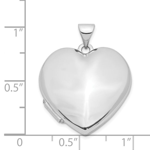 14k White Gold 21mm Polished Domed Heart Locket Online Sale