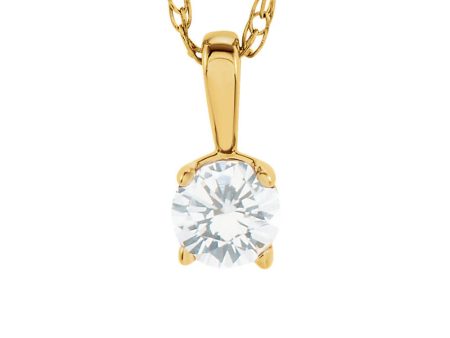 Youth 3mm Round White Sapphire Necklace in 14k Yellow Gold, 14 Inch Online now