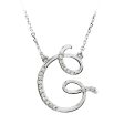 1 10 Ctw Diamond 14k White Gold Medium Script Initial G Necklace, 17in For Sale