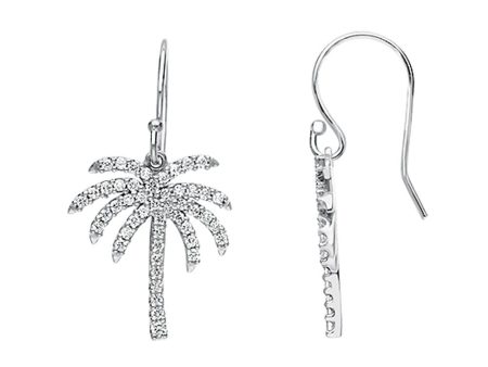 1 2 cttw Diamond Palm Tree Earrings in 14k White Gold Cheap