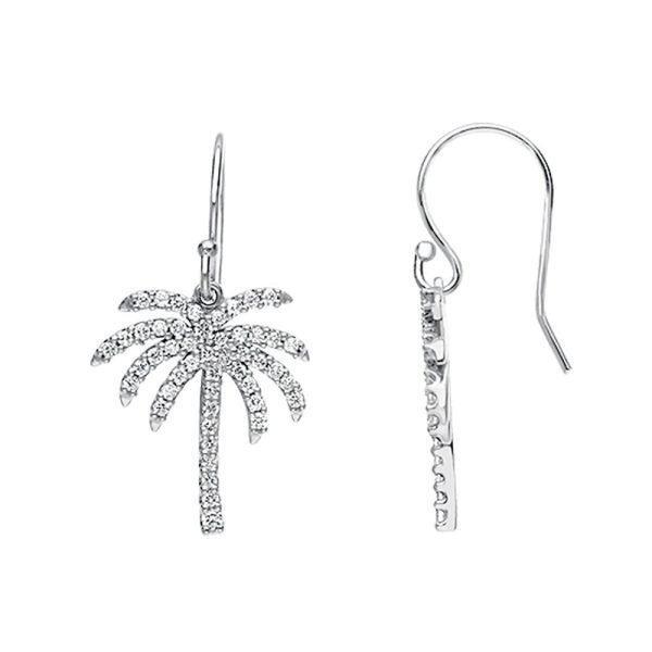 1 2 cttw Diamond Palm Tree Earrings in 14k White Gold Cheap