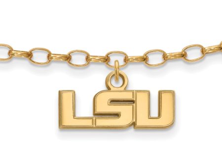 14k Gold Plated Silver Louisiana State University Anklet, 9 Inch For Cheap