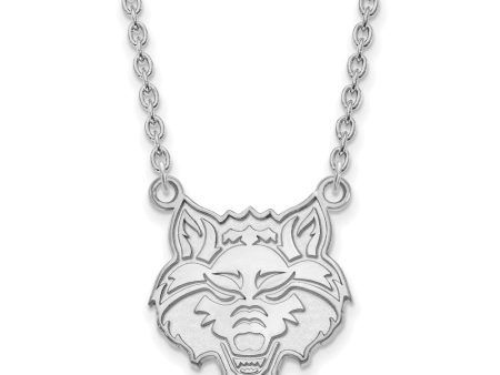 10k White Gold Arkansas State Large Pendant Necklace Fashion