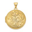 14k Yellow Gold 20mm Round Hand Engraved Scroll Locket For Discount