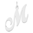 Sterling Silver, Ella Collection, LG Fancy Script Initial M Pendant Cheap