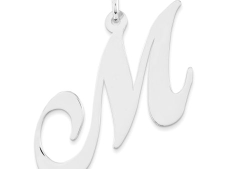 Sterling Silver, Ella Collection, LG Fancy Script Initial M Pendant Cheap