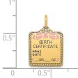 14k Yellow Gold & Pink Enamel Birth Certificate Charm or Pendant Discount