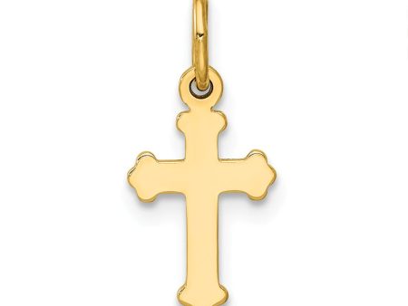 14k Yellow or White Gold Tiny Fleur de Lis Cross Charm, 8 x 18mm Online Hot Sale