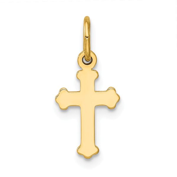 14k Yellow or White Gold Tiny Fleur de Lis Cross Charm, 8 x 18mm Online Hot Sale