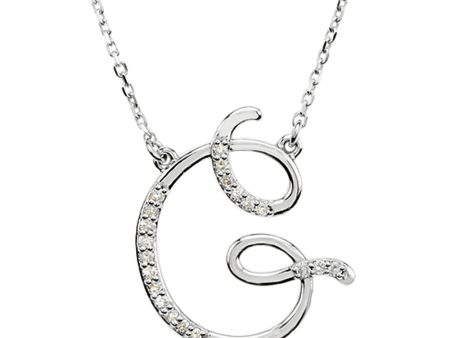 1 10 Ctw Diamond Sterling Silver Medium Script Initial G Necklace 16in Sale