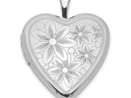 Sterling Silver 20mm Textured Daisies Heart Locket Online