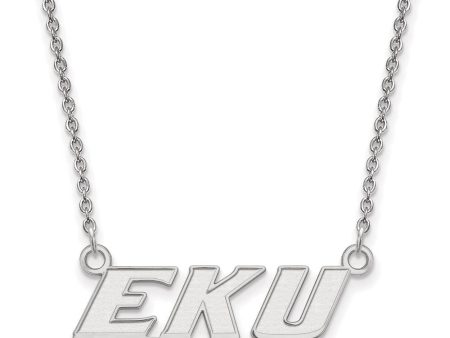 10k White Gold Eastern Kentucky U Small Pendant Necklace Cheap