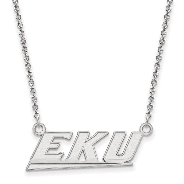 10k White Gold Eastern Kentucky U Small Pendant Necklace Cheap