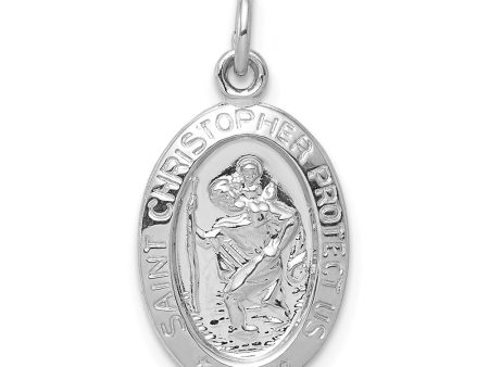 Sterling Silver Rhodium-Plated St Christopher Medal Charm, 10 x 22mm Online Hot Sale