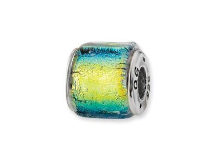 Yellow Hued Dichroic Glass Sterling Silver Bead Charm Supply