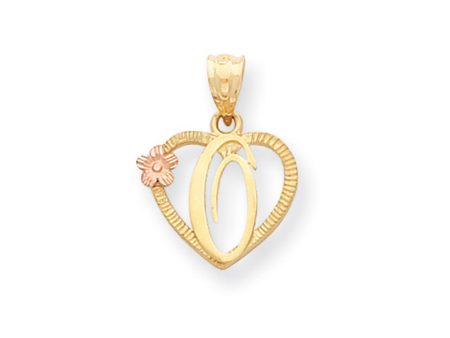 14k Two Tone Gold Grace Collection 15mm Heart Initial O Pendant Online