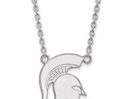 10k White Gold Michigan State Large Pendant Necklace Supply