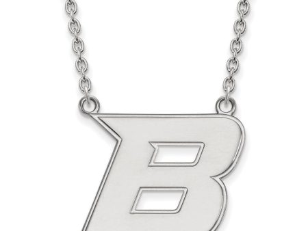 10k White Gold Boise State Large Initial B Pendant Necklace, 18 Inch on Sale