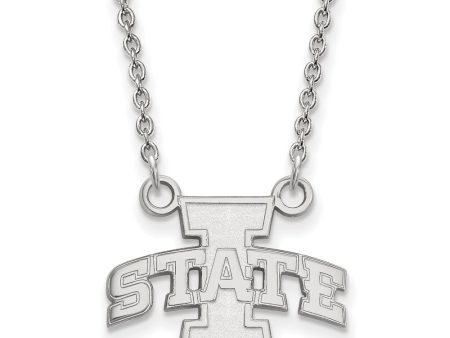 10k White Gold Iowa State Small Pendant Necklace on Sale