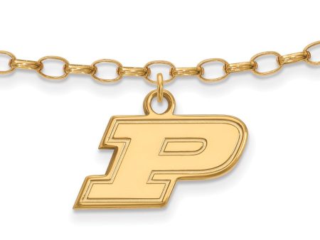 14k Gold Plated Sterling Silver Purdue P Dangle Anklet, 9 Inch Online Hot Sale