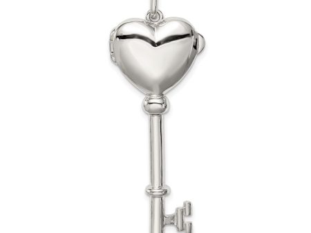 Sterling Silver Heart Locket Key Pendant For Sale