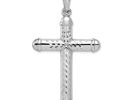 Sterling Silver Rhodium-Plated D C & Polished Cross Pendant, 32 x 56mm Online Hot Sale