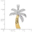 14k White and Yellow Gold, Two Tone Textured Palm Tree Pendant Online