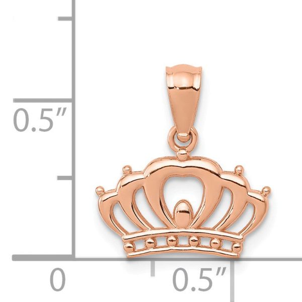 14k Rose Gold 13mm Polished Crown Pendant For Discount